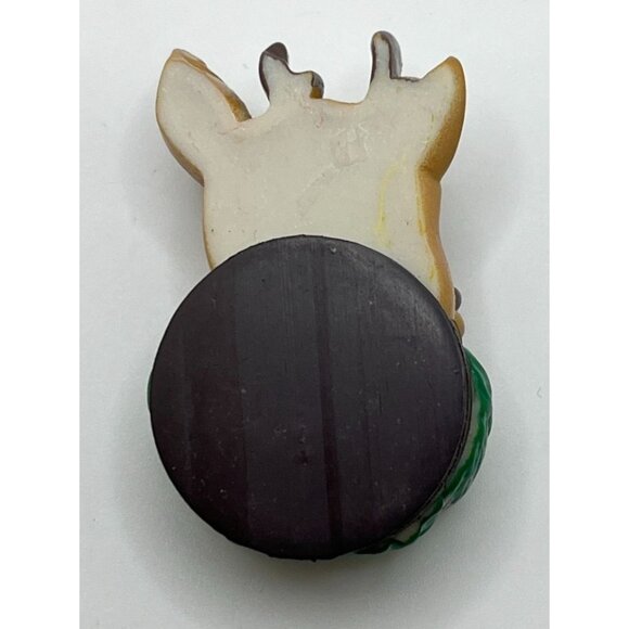 Christmas Reindeer Head Refrigerator Magnet Vintage Brown Deer with Wreath - Picture 4 of 6